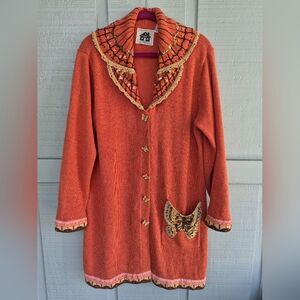 Storybook Knits Orange Cardigan with Butterfly Detail